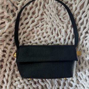 Lulu's Black Shoulder Bag with Gold Accents